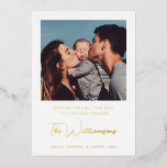 Modern Typography Custom Greeting Photo Gold Foil Holiday Card<br><div class="desc">Make a statement this holiday season with a simple modern typography custom greeting card, featuring a sleek design with gold foil accents. Add your favorite photo for a personal touch, creating a stylish and elegant holiday card that’s perfect for sending warm wishes to friends and family. Ideal for Christmas, New...</div>