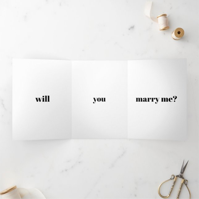 Modern typography custom marriage proposal Tri-Fold card (Inside)