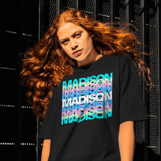 Modern Typography | Custom Name Pastel Holographic T-Shirt (Creator Uploaded)