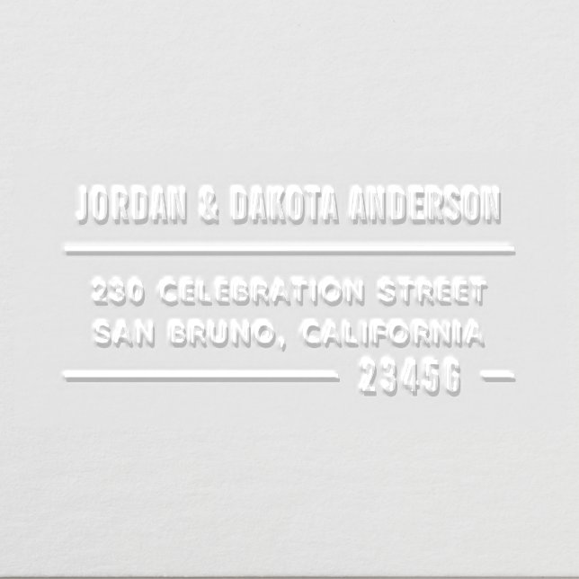 Modern Typography Custom Names & Return Address Embosser (Design)