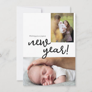Modern typography Custom Photo Baby Birth Holiday Card