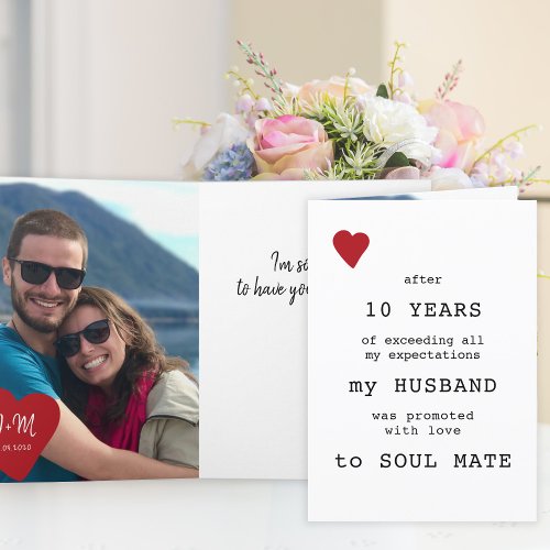 Modern typography custom photo wedding anniversary card