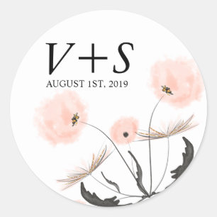 Modern Typography Dandelion Wedding Custom Favor Classic Round Sticker