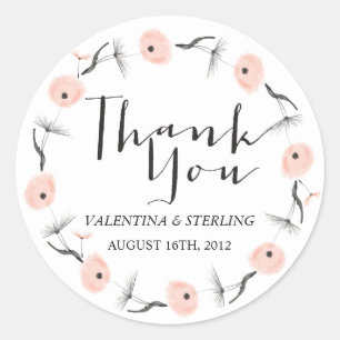 Modern Typography Dandelion Wedding Custom Favor Classic Round Sticker