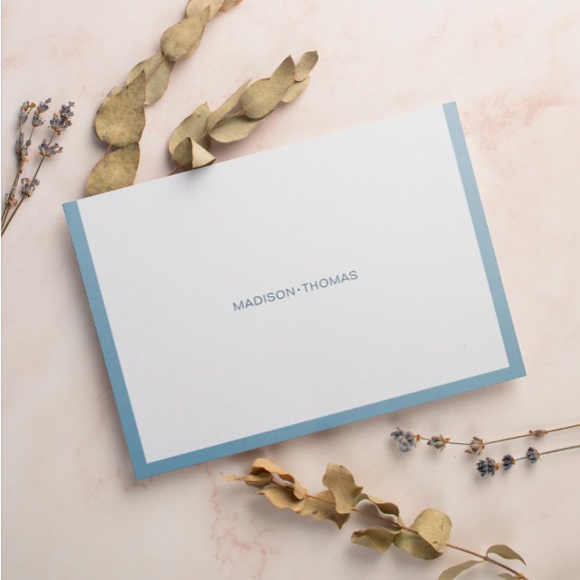 Modern Typography Dusty Blue Border Stationery Note Card (Creator Uploaded)