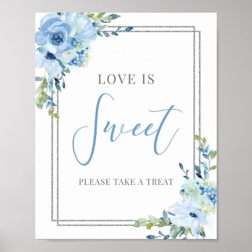 Modern typography dusty blue love is sweet sign