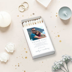 Modern Typography Dusty Blue Minimalistic Photo Matchboxes