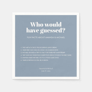 Modern Typography Dusty Blue Wedding Fun Facts Napkins