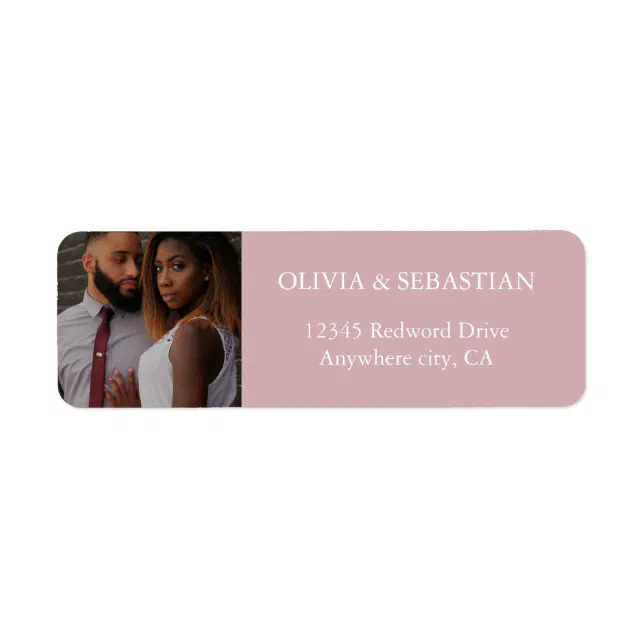 Modern Typography Dusty Rose Photo Return Address Label | Zazzle
