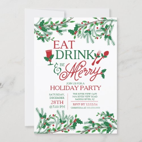 Modern Typography Eat Drink  Be Merry Party Invitation