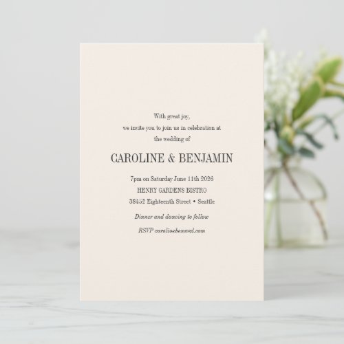 Modern Typography Elegant Ivory QR Code Wedding Invitation