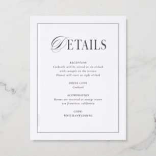 Modern Typography Elegant Letterpress Enclosure Card