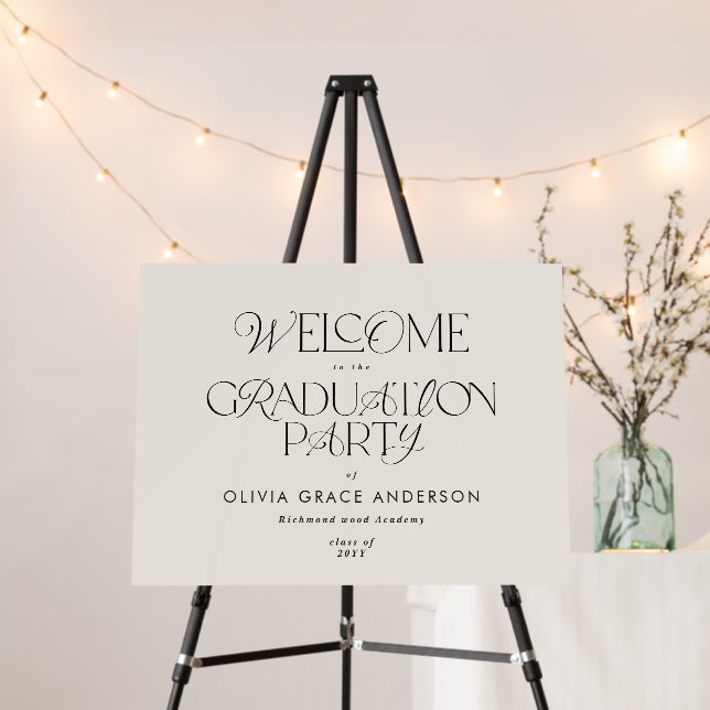 Modern typography elegant natural graduate welcome foam board (In Situ (Stand))
