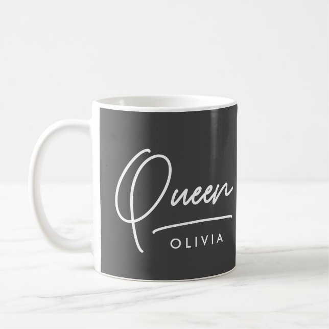 Modern typography elegant Queen personalized Coffee Mug (Left)