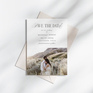 Modern Typography Elegant Save The Date Letterpress Photo Cards