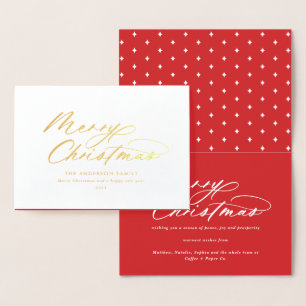 Modern typography elegant script Christmas Foil Ca Foil Card