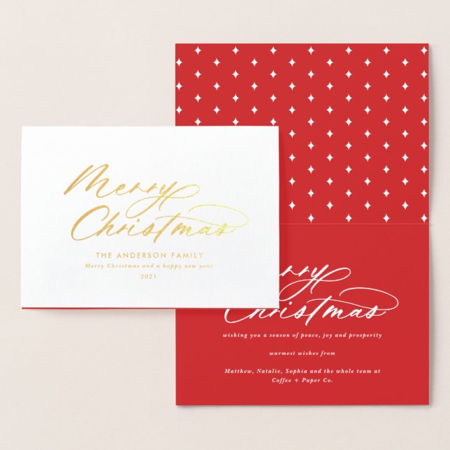 Modern typography elegant script Christmas Foil Ca Foil Card (Display)