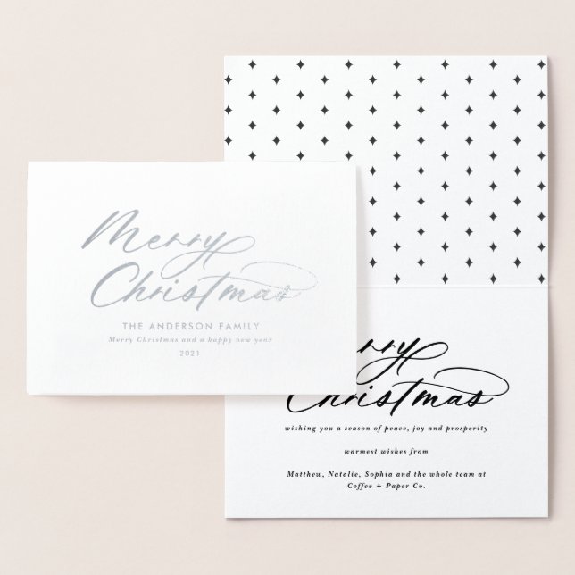 Modern typography elegant script Christmas Foil Ca Foil Card (Display)