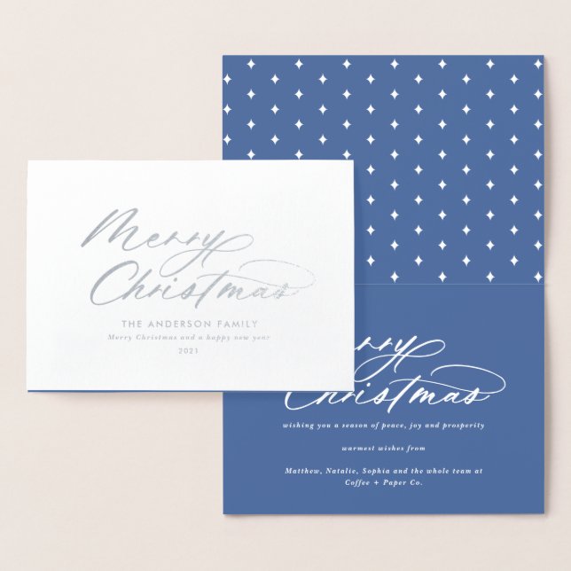 Modern typography elegant script Christmas Foil Ca Foil Card (Display)