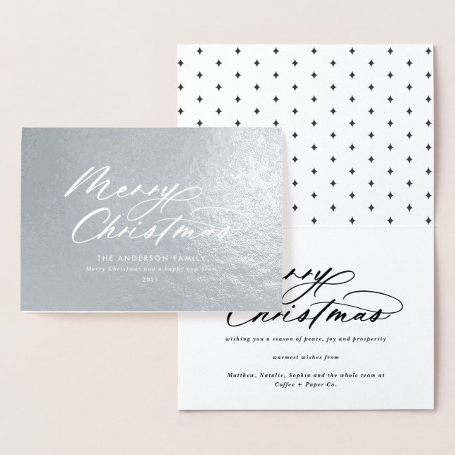 Modern typography elegant script Christmas Foil Card (Display)