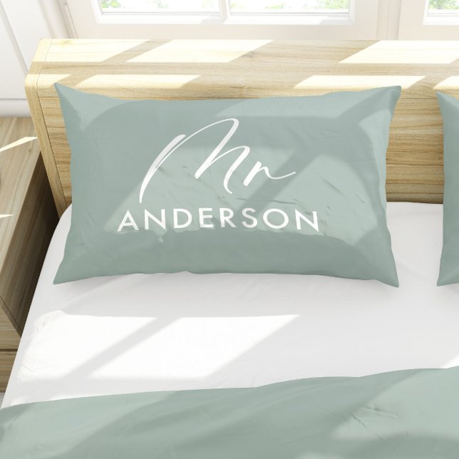 Modern typography elegant script mr gift pillow ca case (Creator Uploaded)