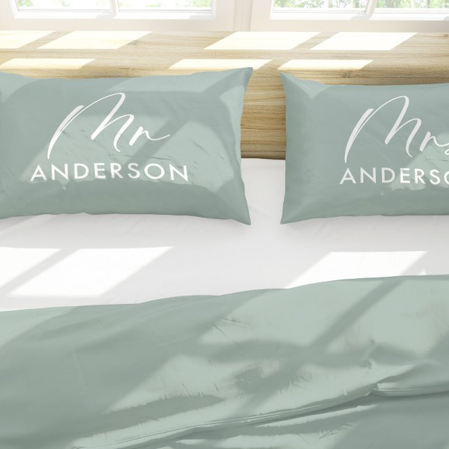 Modern typography elegant script mr gift pillow ca pillow case (Creator Uploaded)