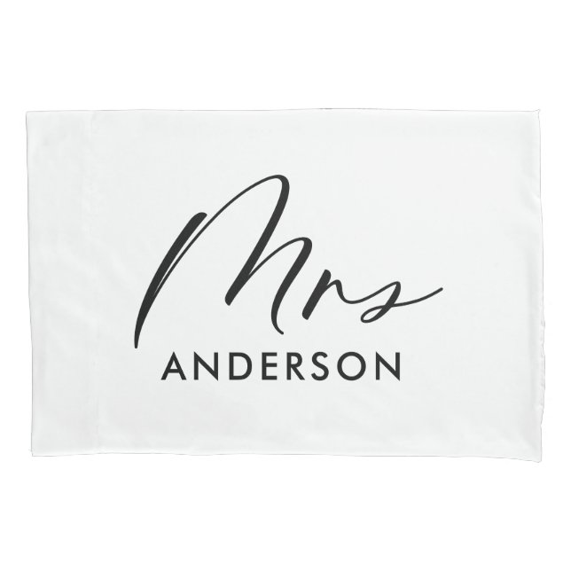 Modern typography elegant script mrs gift pillow case (Front)