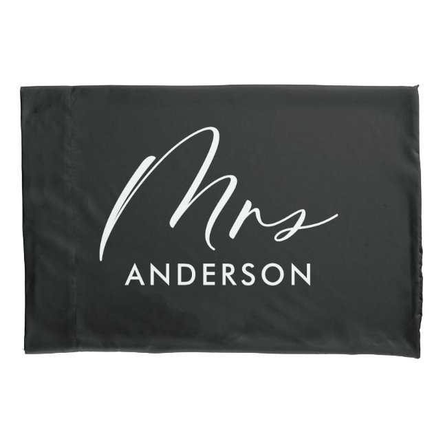 Modern typography elegant script mrs gift pillow case (Front)