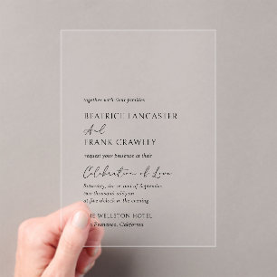 Modern Typography Elegant Wedding Acrylic Invitations