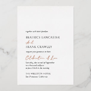 Modern Typography Elegant Wedding Foil Invitation