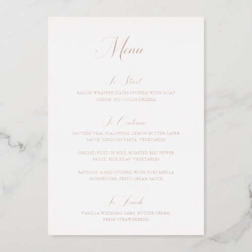 Modern Typography Elegant Wedding Menu Foil Invitation