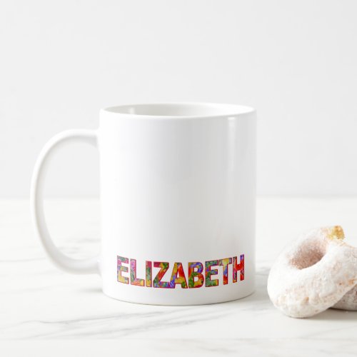 Modern typography Elizabeth floral name mug