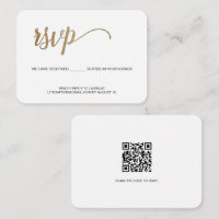 Modern Typography Email RSVP Gold script QR code
