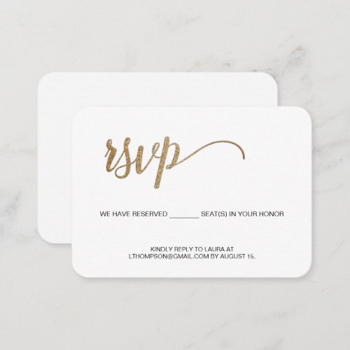 Modern Typography Email RSVP Gold script QR code Enclosure Card