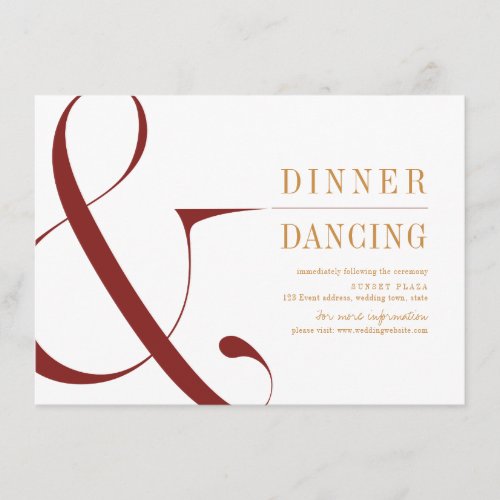 Modern typography fall wedding reception enclosure card