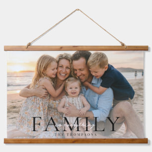 Modern Typography Family Name Keepsake Photo Gift Hanging Tapestry