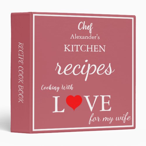 Modern typography family personalized cookbook 3 ring binder