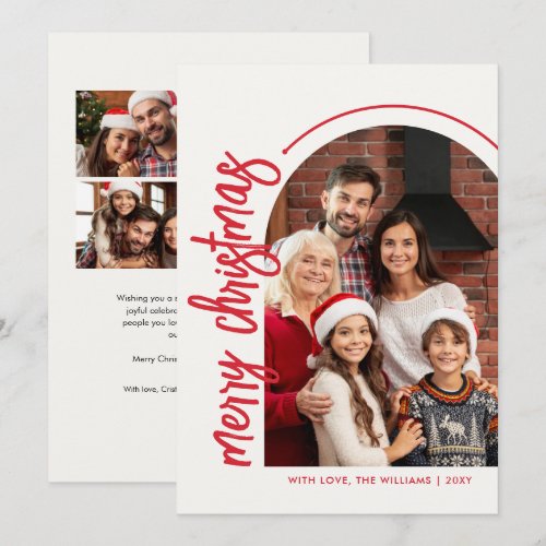 Modern Typography Family Photo Arch Christmas Holiday Card