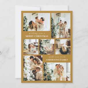 Modern Typography Family Photo Christmas Gold Holiday Card