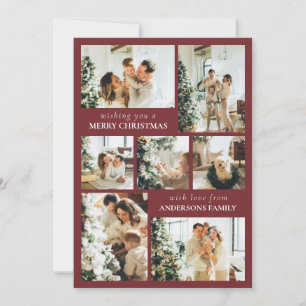 Modern Typography Family Photo Red Christmas Card