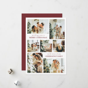 Modern Typography Family Photo Red Christmas Card