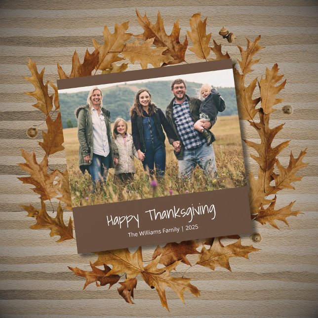 Modern Typography Family Photo Thanksgiving  Holiday Card (Creator Uploaded)
