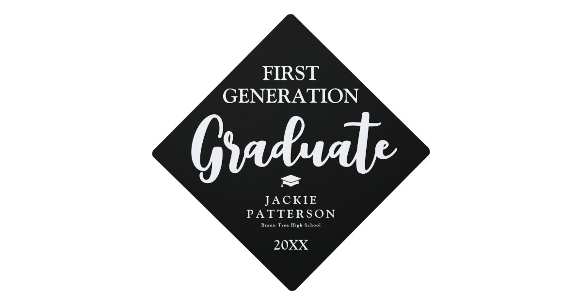 Modern Typography First Generation Graduation Cap Topper | Zazzle