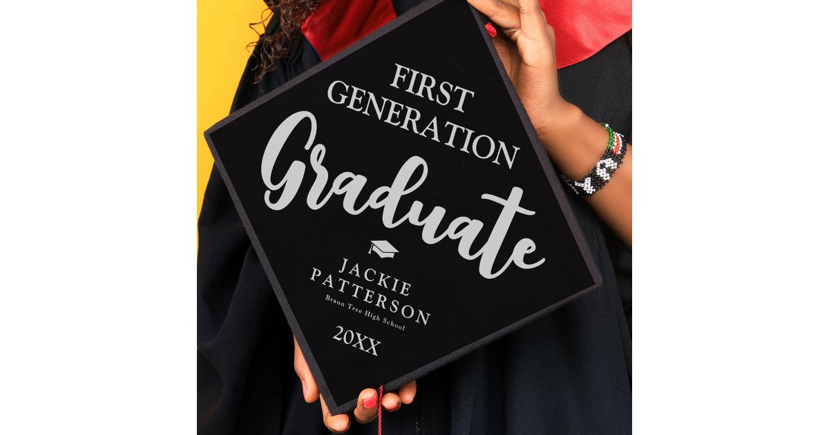 Modern Typography First Generation Graduation Cap Topper | Zazzle