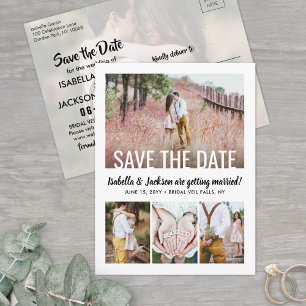 Modern Typography Five Photo Wedding Save the Date Announcement Postcard