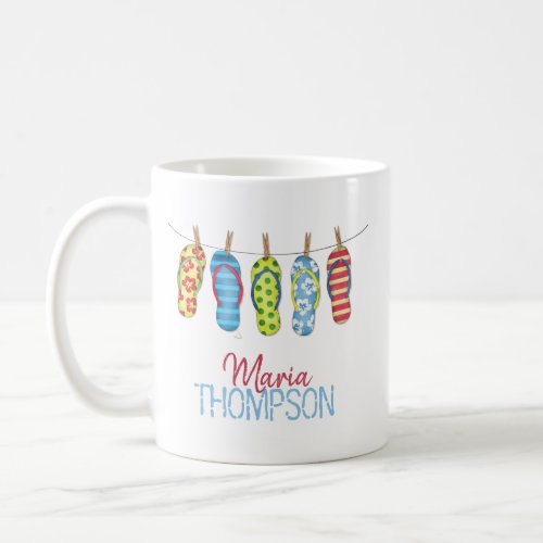 Modern Typography Flip Flops Cute Whimsical Coffee Mug