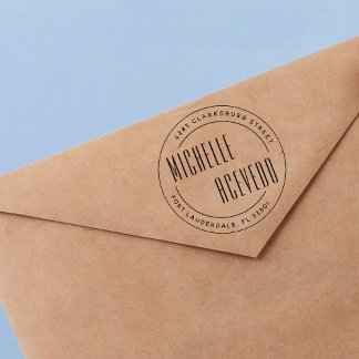 Modern Typography Formal Round Return Address Self-inking Stamp