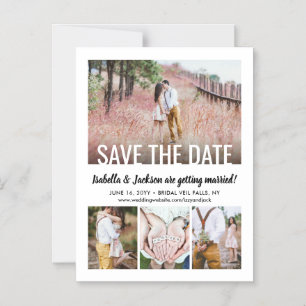 Modern Typography Four Photo Wedding Save the Date Magnetic Invitation