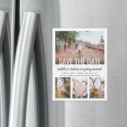 Modern Typography Four Photo Wedding Save The Date Magnetic Invitation at Zazzle