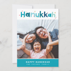 MODERN TYPOGRAPHY fun colorful photo portrait gold Holiday Card